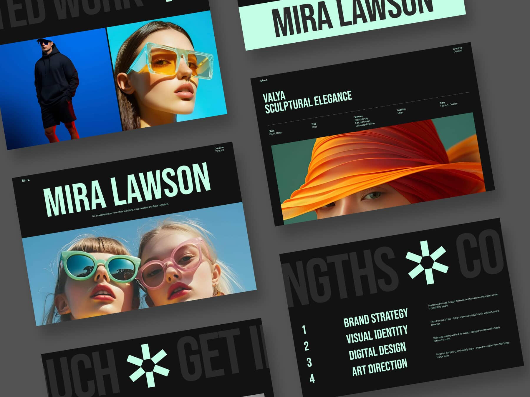 Mira Portfolio Template Preview Bold image-heavy Mira Carrd template for showcasing creative work